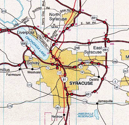 Regional map of Syracuse and Central New York